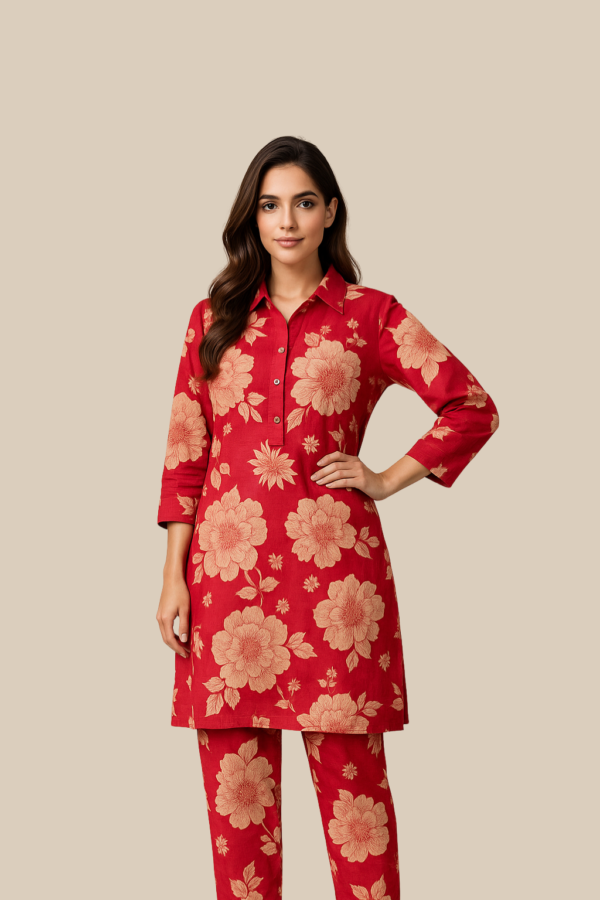 Women's Floral Printed Co-Ord Set – Scarlet Bloom